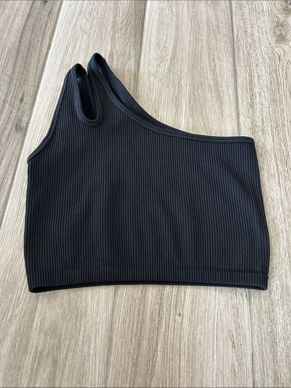 Aerie offline Black One-Shoulder Ribbed Crop Top